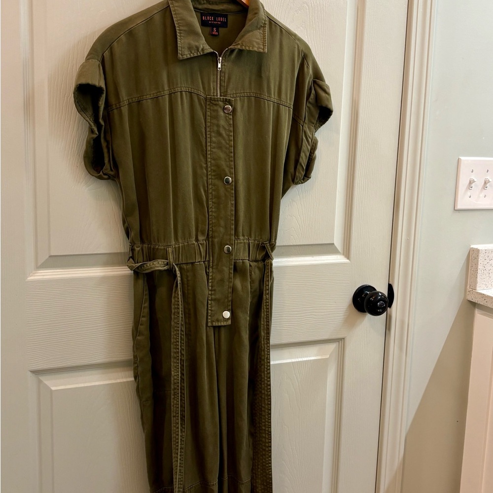 Black Label Olive Utility Jumpsuit with Waist Tie